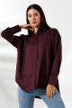 Oversize Mikro Saten Dökümlü Bordo Kadın Gömlek Oversize Mikro Saten Dökümlü Bordo Kadın Gömlek
