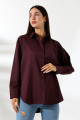 Oversize Mikro Saten Dökümlü Bordo Kadın Gömlek Oversize Mikro Saten Dökümlü Bordo Kadın Gömlek