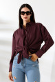 Oversize Mikro Saten Dökümlü Bordo Kadın Gömlek Oversize Mikro Saten Dökümlü Bordo Kadın Gömlek