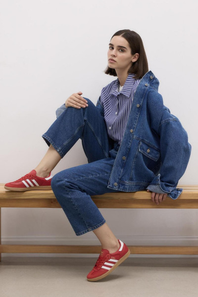 Oversize Kot Ceket Orta Mavi Oversize Kot Ceket Orta Mavi