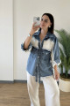 RV020 5950 File Detay Kot Ceket MAVİ RV020 5950 File Detay Kot Ceket MAVİ
