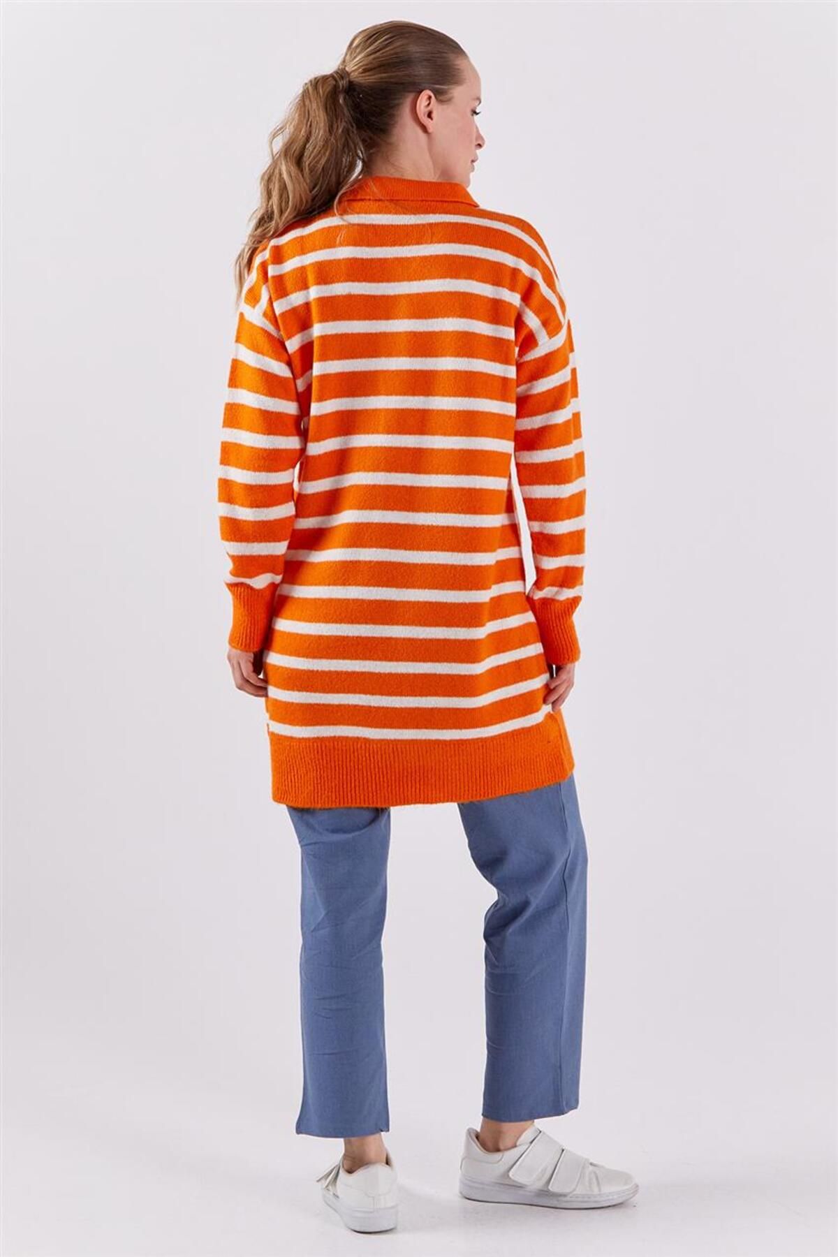 Polo Yaka Şardonlu Oranj Tunik Polo Yaka Şardonlu Oranj Tunik