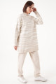 Zebra Çizgili Triko Tunik-pantolon Krem-bej Ikili Takım Zebra Çizgili Triko Tunik-pantolon Krem-bej Ikili Takım