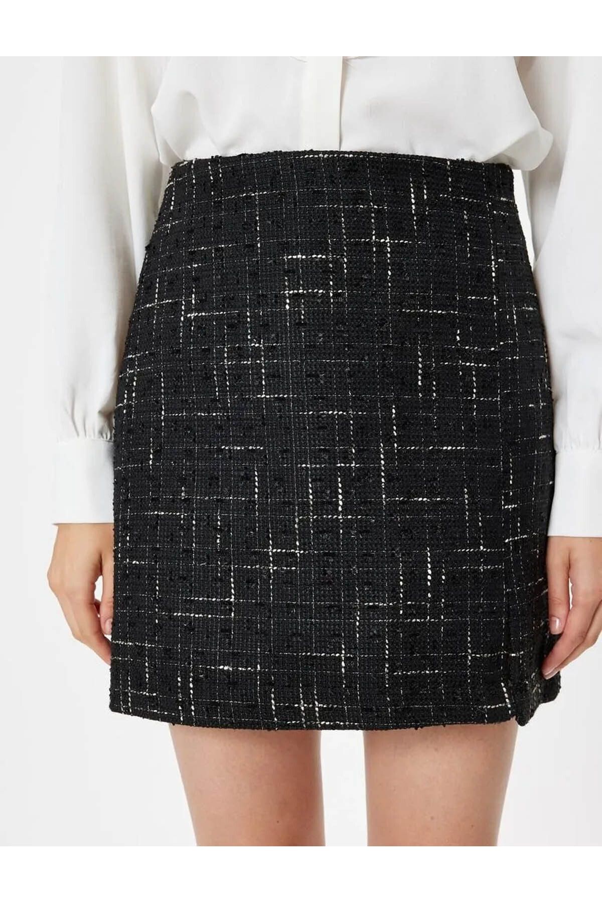 Yüksek Bel Mini Tüvit Etek A Kesim Slim Fit Yüksek Bel Mini Tüvit Etek A Kesim Slim Fit