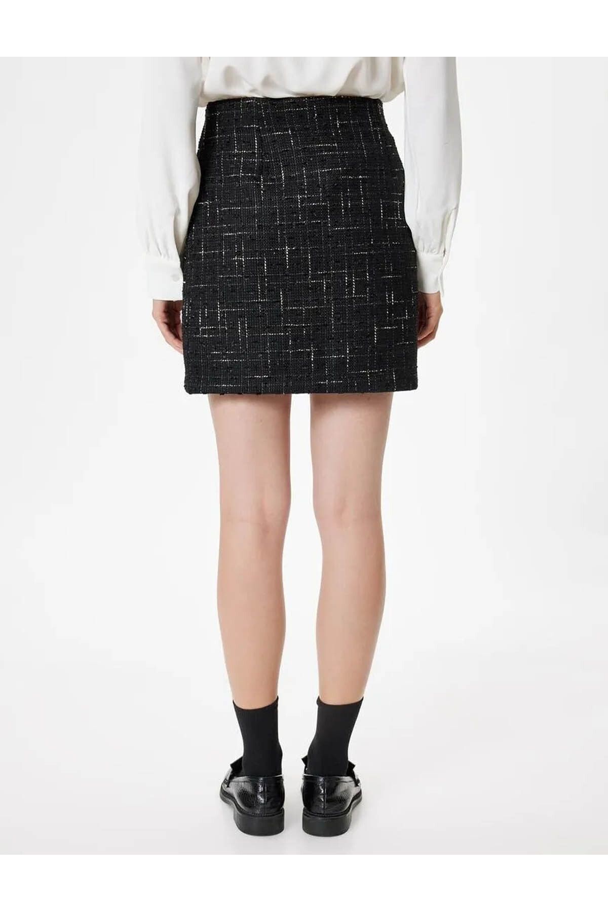 Yüksek Bel Mini Tüvit Etek A Kesim Slim Fit Yüksek Bel Mini Tüvit Etek A Kesim Slim Fit