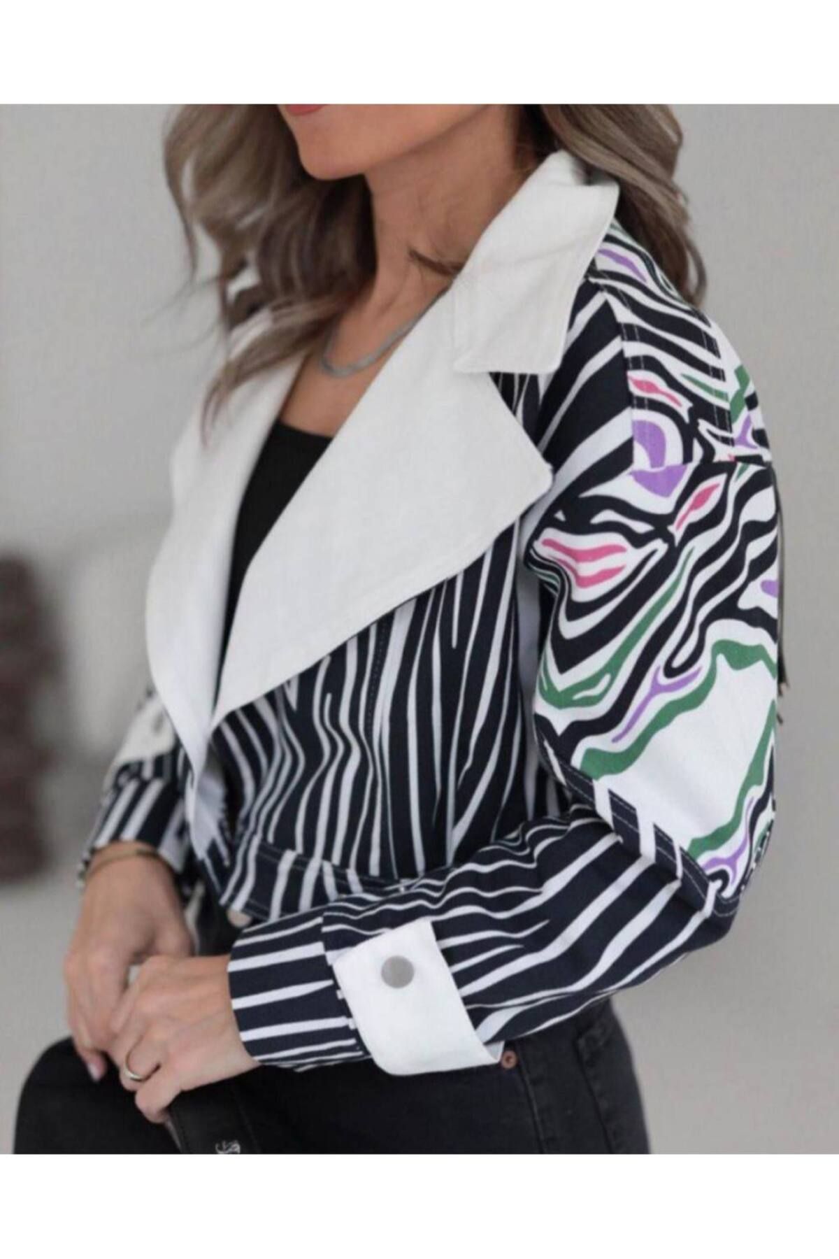 ZEBRA DESENLİ İNCE KOT CEKET ZEBRA DESENLİ İNCE KOT CEKET