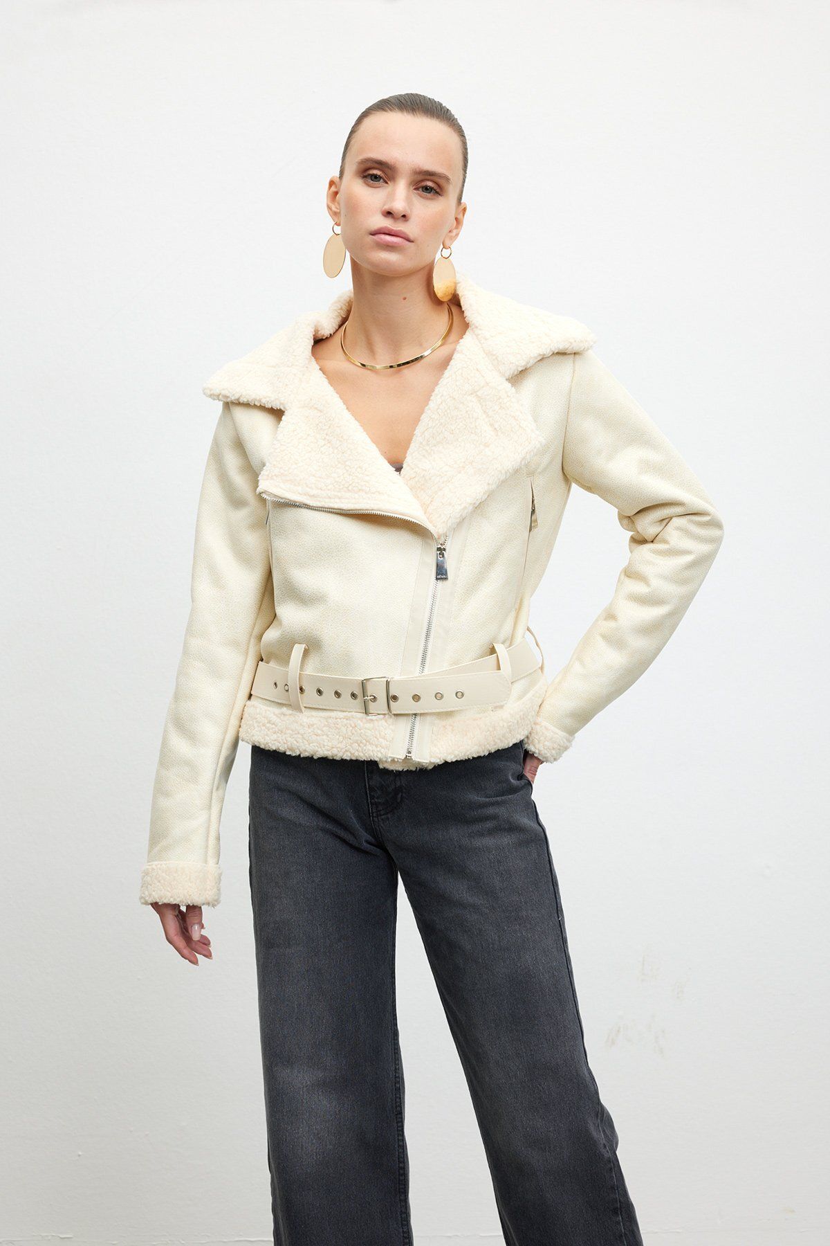 Kürk astarlı deri ceket Kürk astarlı deri ceket