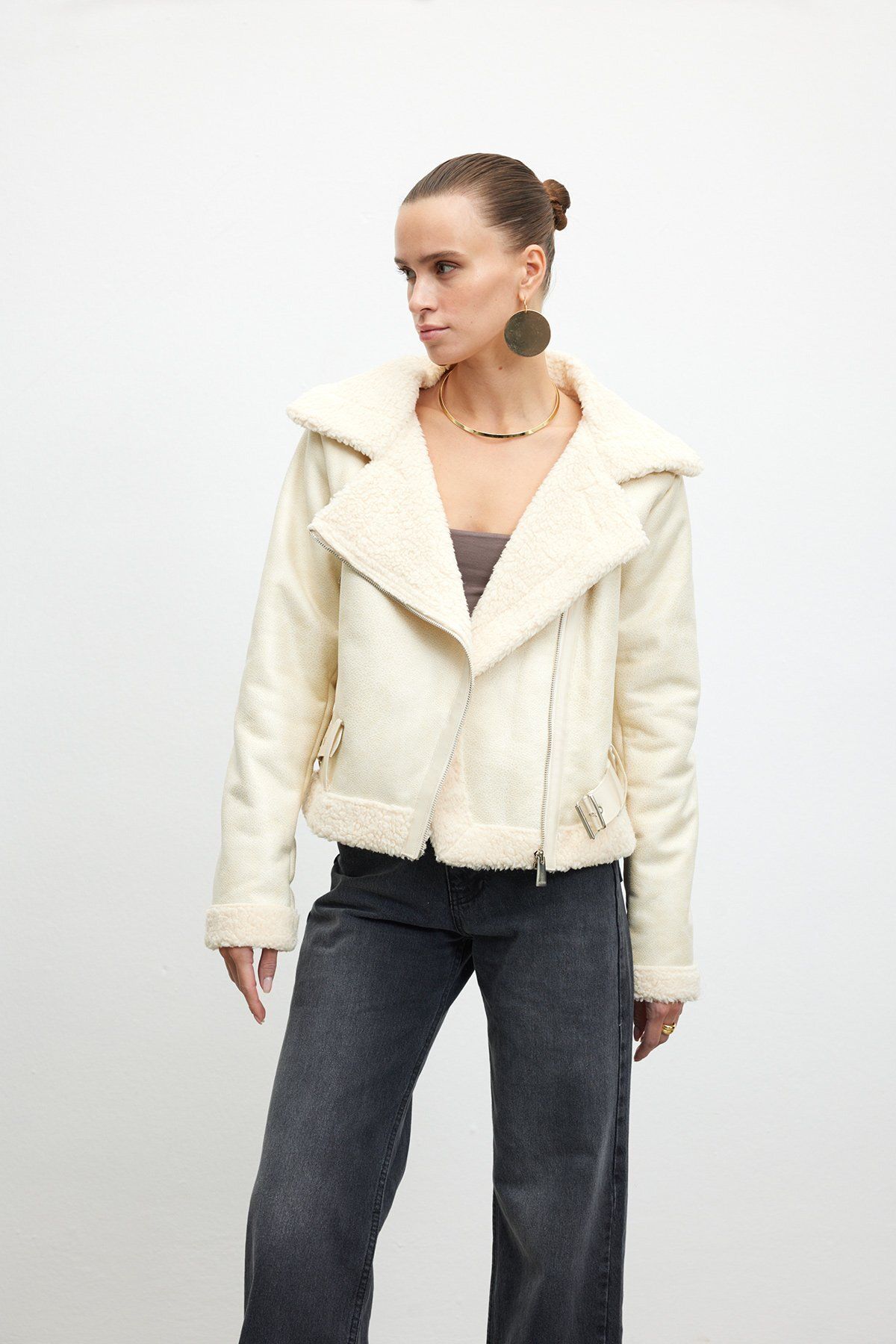 Kürk astarlı deri ceket Kürk astarlı deri ceket