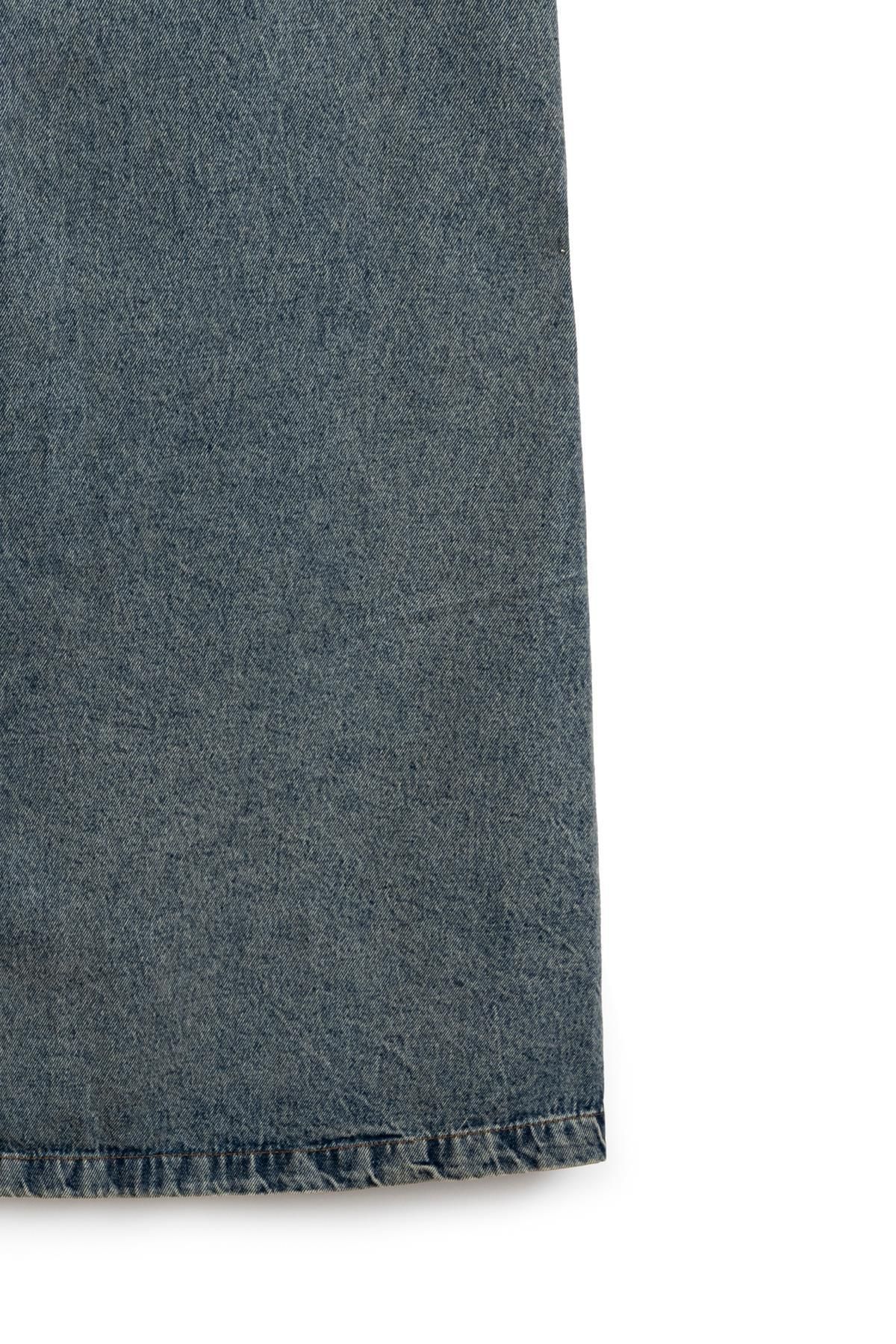 Uzun Çan Denim Etek Eskitme Kot Uzun Çan Denim Etek Eskitme Kot