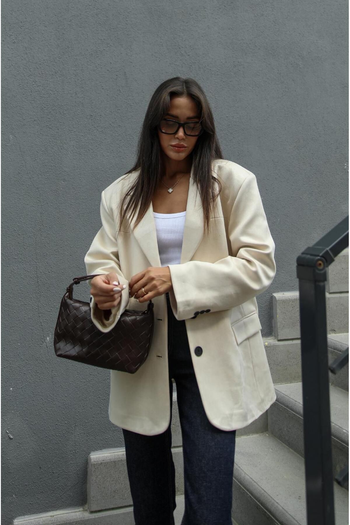 Taş Rengi Süet Blazer Ceket Taş Rengi Süet Blazer Ceket