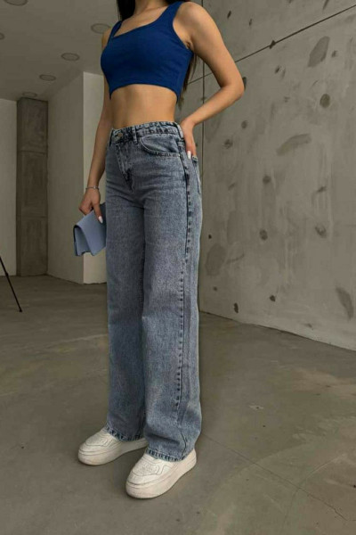 Linda 90's Orta Kar Yıkama Mavi Likralı Süper Extra Yüksek Bel Palazzo Salaş Jean Pantolon Linda 90's Orta Kar Yıkama Mavi Likralı Süper Extra Yüksek Bel Palazzo Salaş Jean Pantolon
