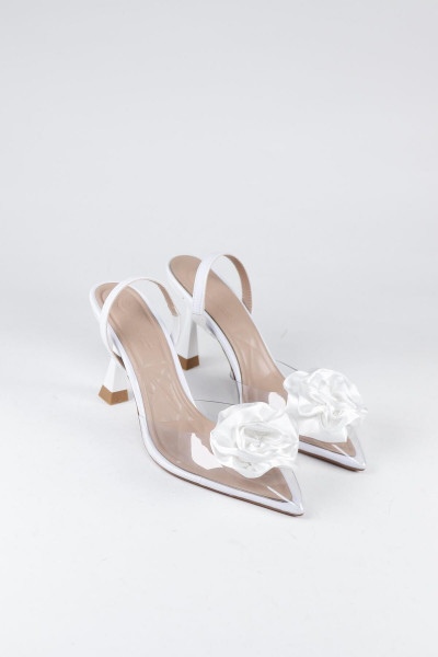 Kadın Şeffaf Gül Detaylı Topuklu Ayakkabı Kadın Şeffaf Gül Detaylı Topuklu Ayakkabı