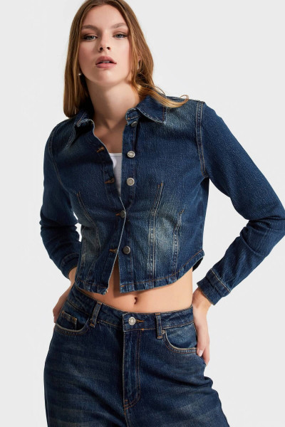 Kadın T.Kot Rengi 2w48 Likralı Denim Ceket Kadın T.Kot Rengi 2w48 Likralı Denim Ceket