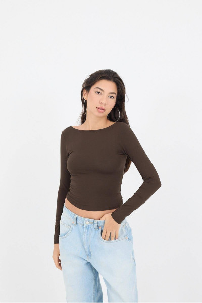 Sırt Dekolteli Uzun Kollu Bluz B13327-İ1 Sırt Dekolteli Uzun Kollu Bluz B13327-İ1