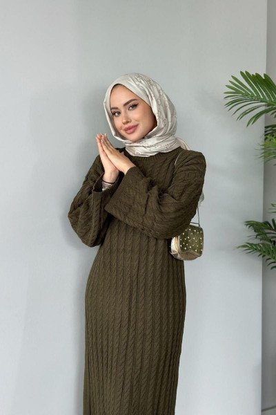 Şura Triko Elbise Haki Şura Triko Elbise Haki