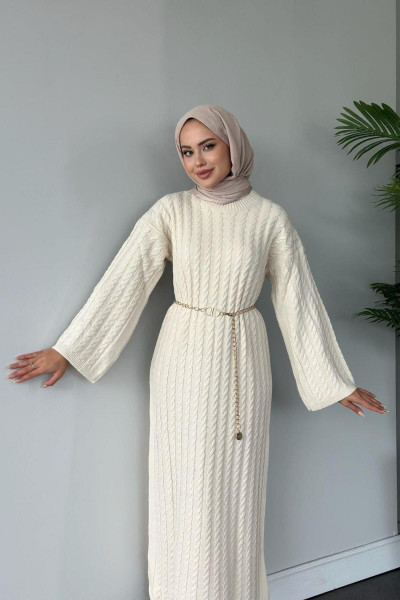 Şura Triko Elbise Ekru Şura Triko Elbise Ekru