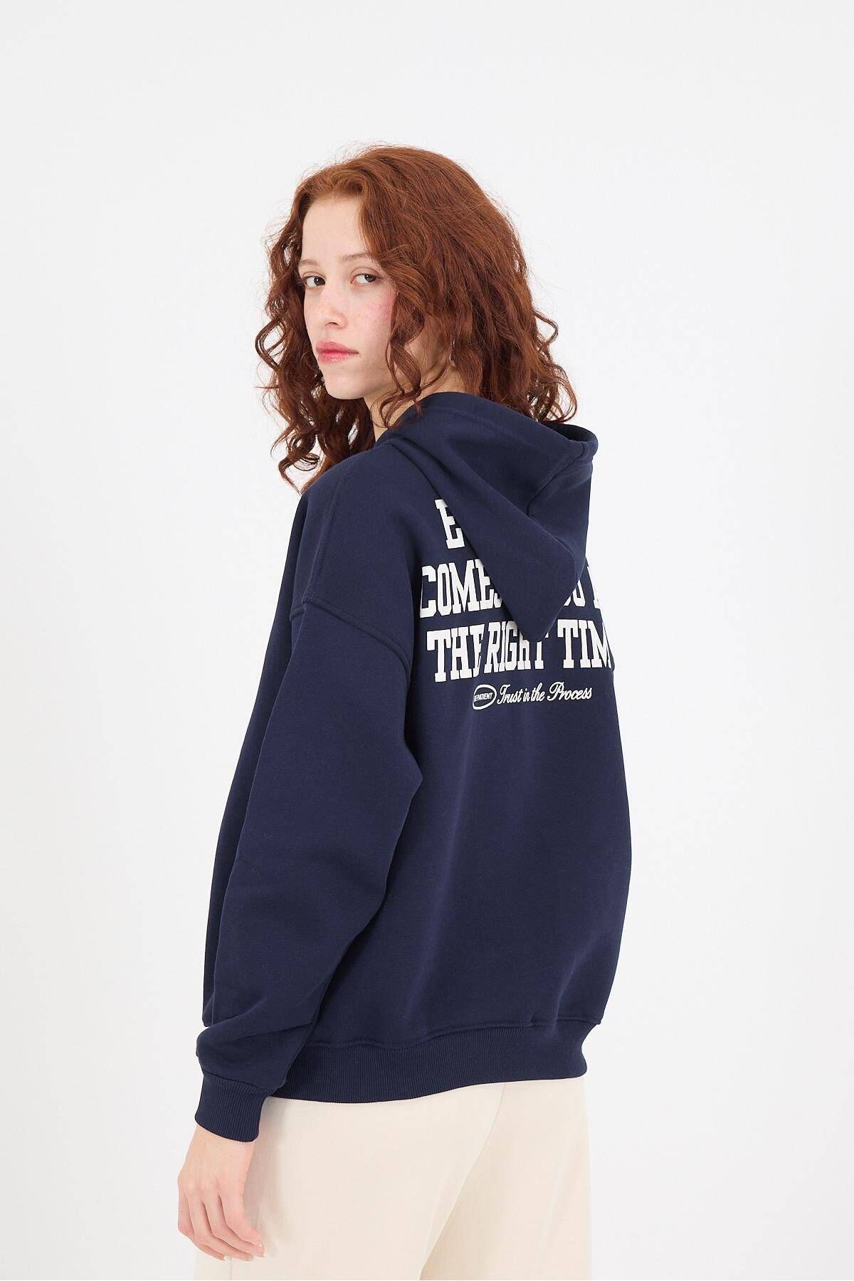 Make Your Journey Truly Unıque Yazılı Şardonlu Sweatshirt S11105-l2