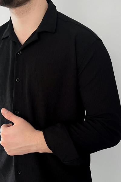 Siyah Dokulu Gömlek Siyah Dokulu Gömlek