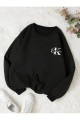 Unisex Erkek/Kadın CK Özel Baskılı Renkli Oversize Pamuklu Bisiklet Yaka Sweatshirt