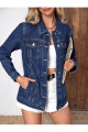 Kadın Slim Fit Denim Kot Ceket Lacivert Kadın Slim Fit Denim Kot Ceket Lacivert