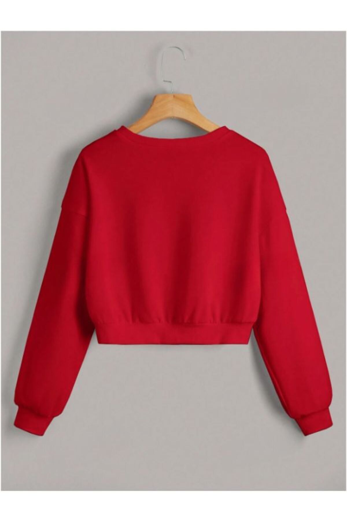 Kadın 2'li Bisiklet Yaka Crop Sweatshirt