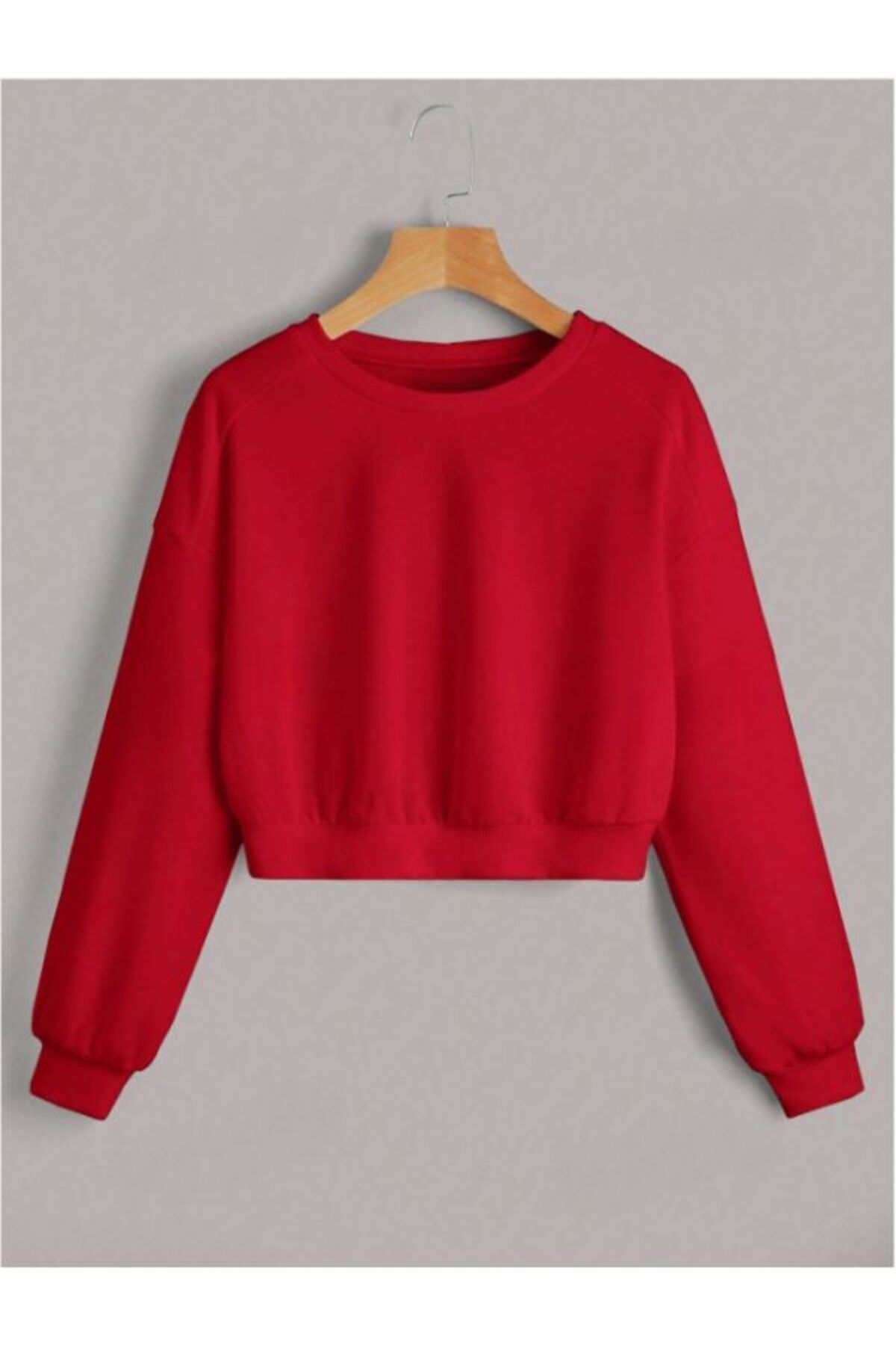 Kadın 2'li Bisiklet Yaka Crop Sweatshirt