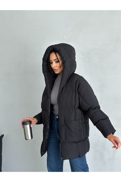 Puffer Yarasa Şişme Siyah Oversize Mont Puffer Yarasa Şişme Siyah Oversize Mont