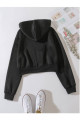 Kadın Oversize Fermuarlı Kapüşonlu Crop Sweat Hırka Kadın Oversize Fermuarlı Kapüşonlu Crop Sweat Hırka