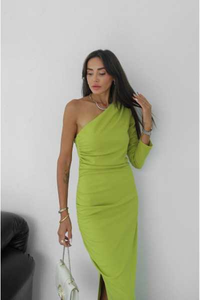 Yağ Yeşili Wayne Tek Omuz Elbise Yağ Yeşili Wayne Tek Omuz Elbise