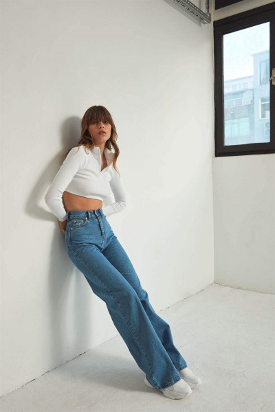 Uzun Bol Paça Jean Mavi Uzun Bol Paça Jean Mavi