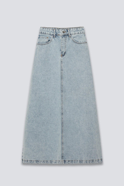 Uzun Çan Denim Etek Buz Mavi Uzun Çan Denim Etek Buz Mavi