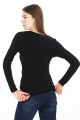 Kadın Viskon Dekolte Yaka Slim Fit Tişört-Siyah Kadın Viskon Dekolte Yaka Slim Fit Tişört-Siyah