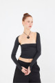 Kare Yaka Uzun Kollu Crop Bluz B24-0007-x5 Kare Yaka Uzun Kollu Crop Bluz B24-0007-x5