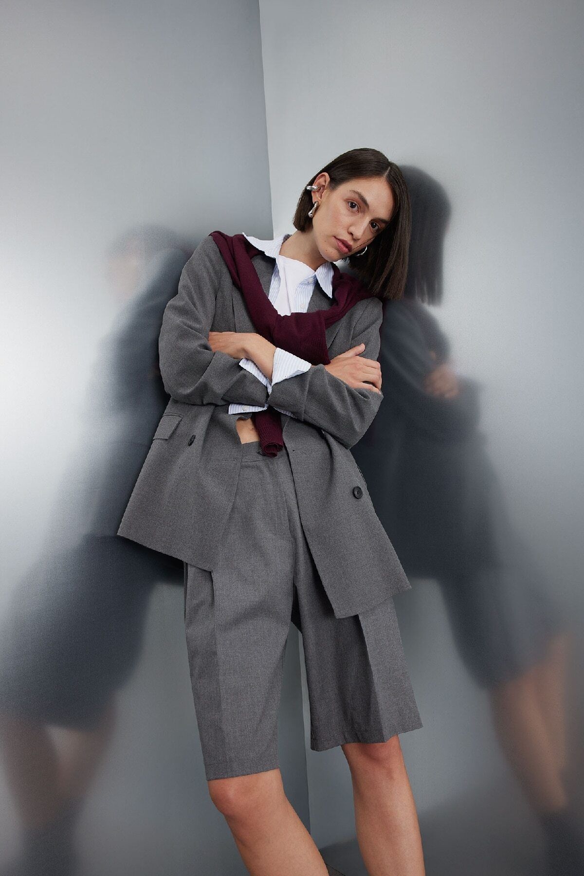 Oversize Geniş Kalıp Ceket Yaka Düğmeli Tafta Basic Düz Blazer Ceket C2575ax24au Oversize Geniş Kalıp Ceket Yaka Düğmeli Tafta Basic Düz Blazer Ceket C2575ax24au