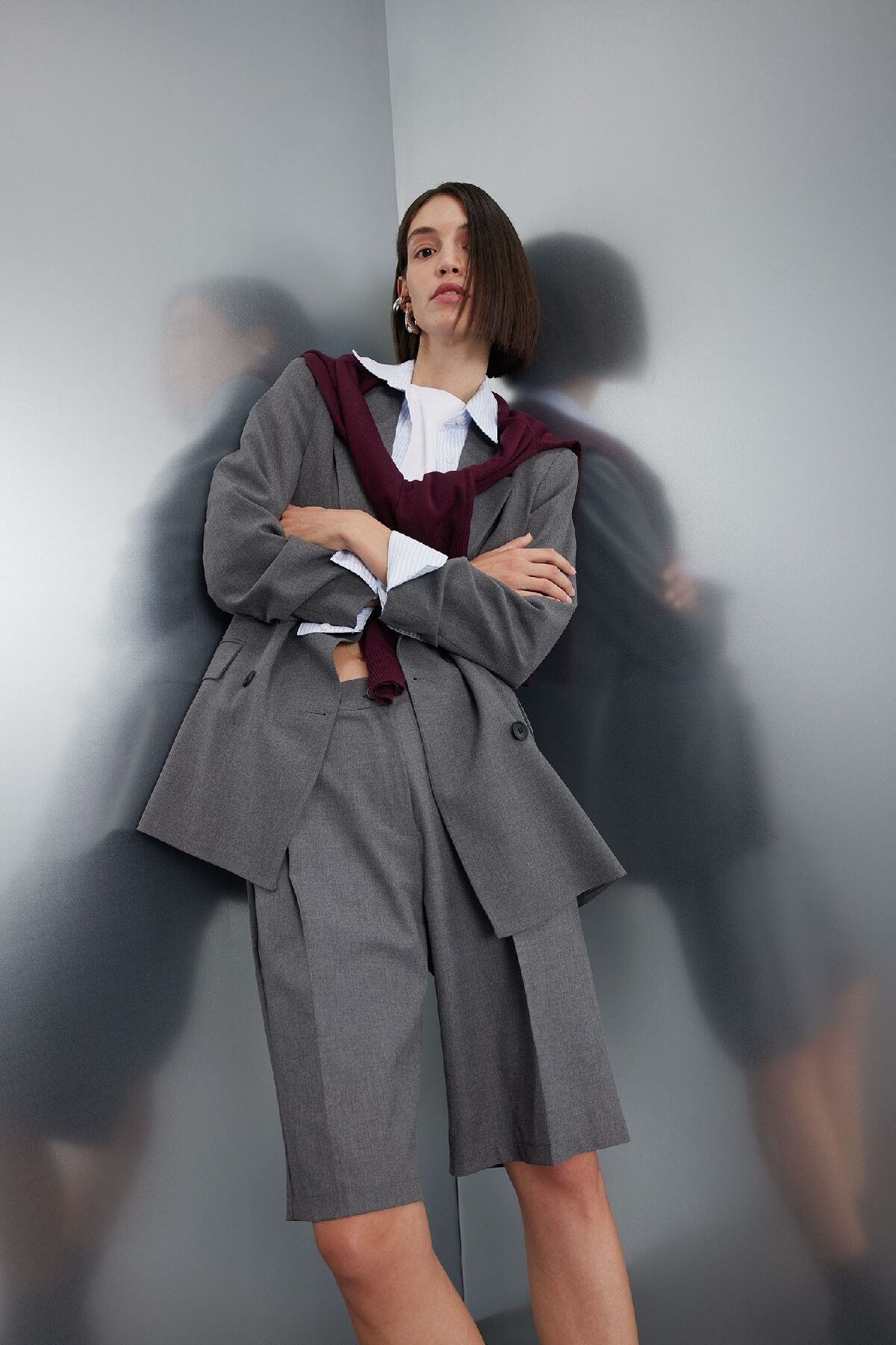 Oversize Geniş Kalıp Ceket Yaka Düğmeli Tafta Basic Düz Blazer Ceket C2575ax24au Oversize Geniş Kalıp Ceket Yaka Düğmeli Tafta Basic Düz Blazer Ceket C2575ax24au