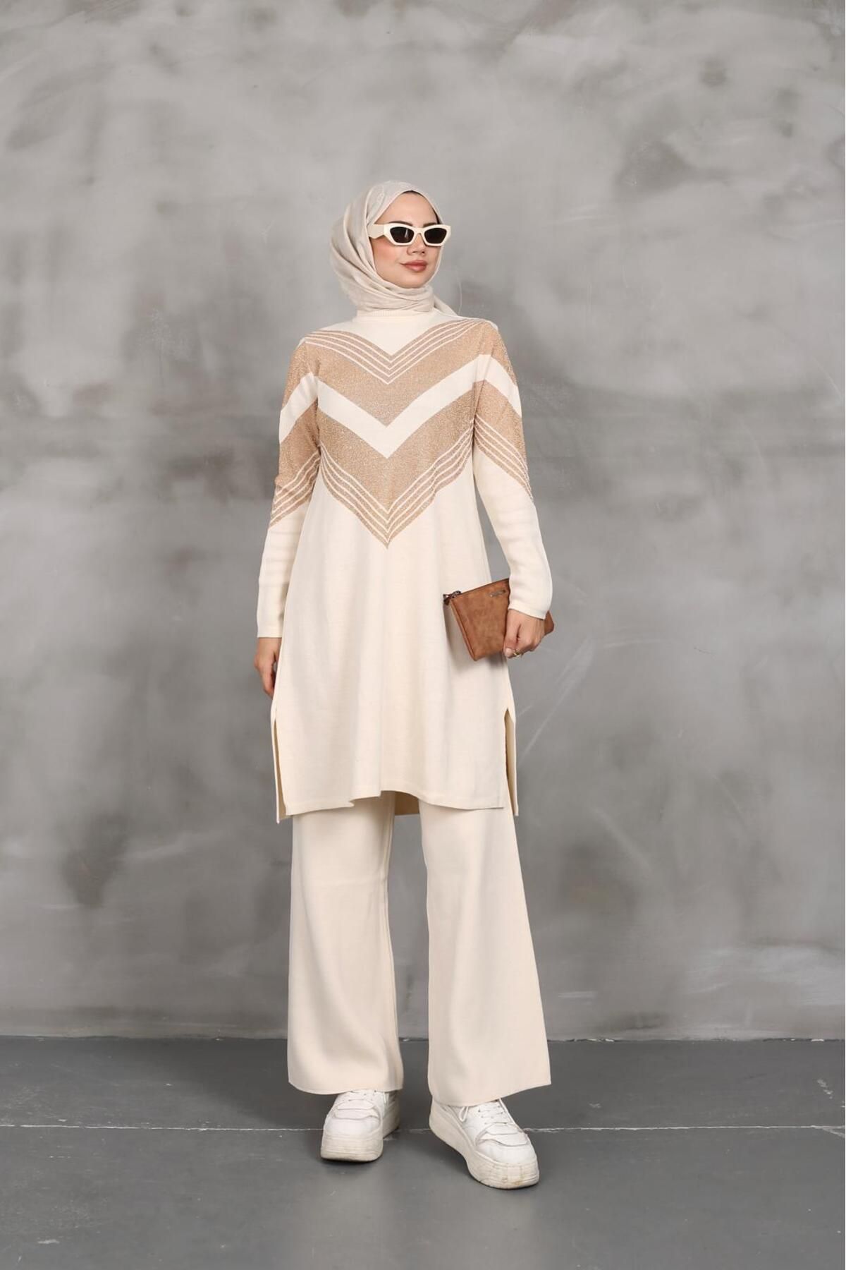 Simli Triko Tunik Pantolon Takım Simli Triko Tunik Pantolon Takım