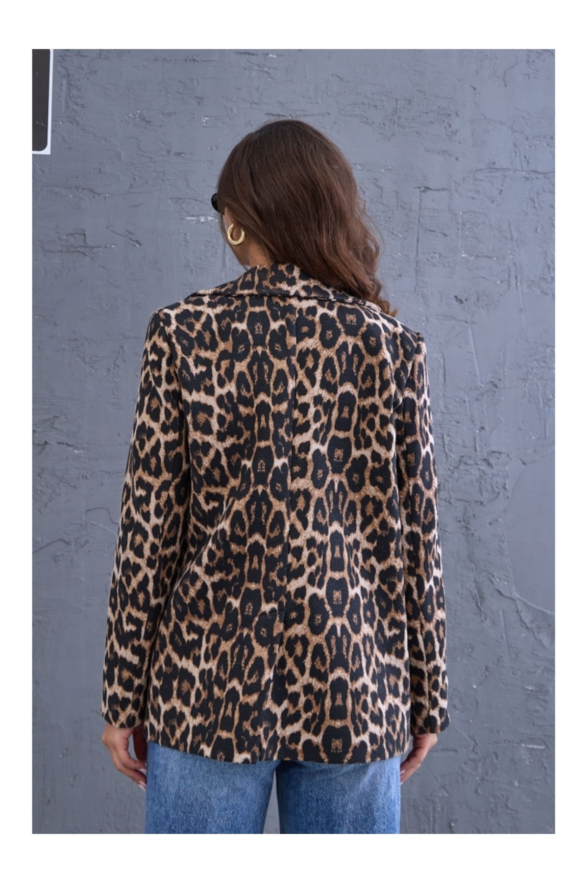 Leopar Blazer Kaşe Ceket