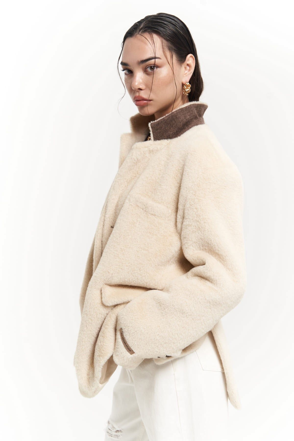 Mai Collection Marisol Yaka Detay Bej Blazer Mai Collection Marisol Yaka Detay Bej Blazer