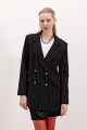 Kadın Siyah Çift Düğmeli Çizgili Blazer Ceket 0699 Kadın Siyah Çift Düğmeli Çizgili Blazer Ceket 0699