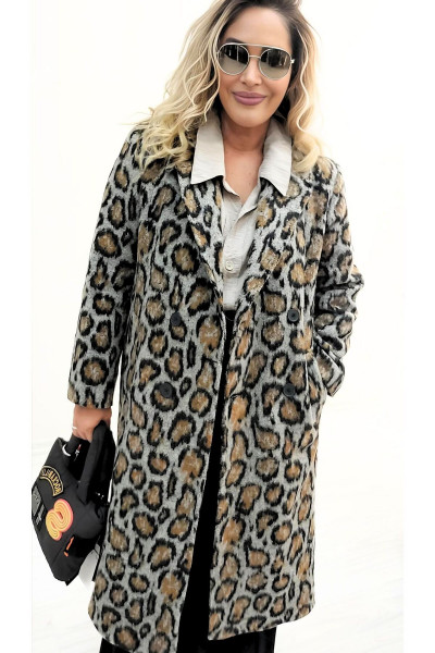 Kaşe Kumaş Leopar Palto Kaşe Kumaş Leopar Palto
