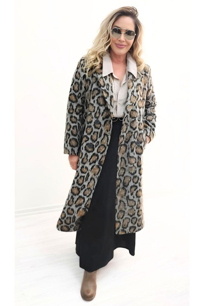 Kaşe Kumaş Leopar Palto Kaşe Kumaş Leopar Palto