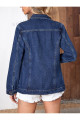 Kadın Slim Fit Denim Kot Ceket Lacivert Kadın Slim Fit Denim Kot Ceket Lacivert