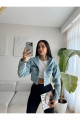 Kapüşonlu Crop Denim Ceket Kapüşonlu Crop Denim Ceket