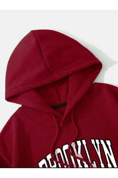 Unisex Brooklyn Baskılı Crop Oversize Kapüşonlu Sweatshirt Unisex Brooklyn Baskılı Crop Oversize Kapüşonlu Sweatshirt
