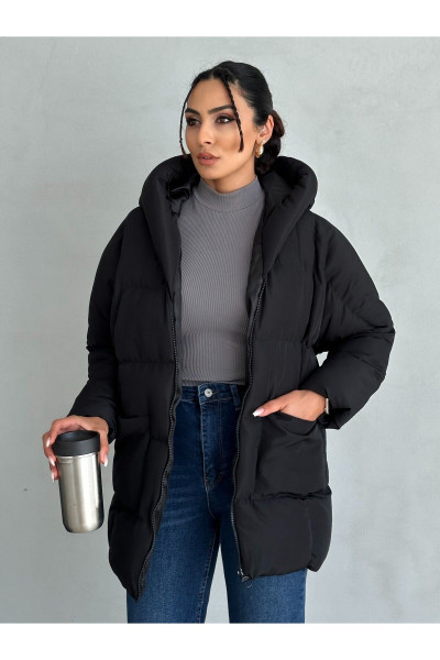Puffer Yarasa Şişme Siyah Oversize Mont Puffer Yarasa Şişme Siyah Oversize Mont