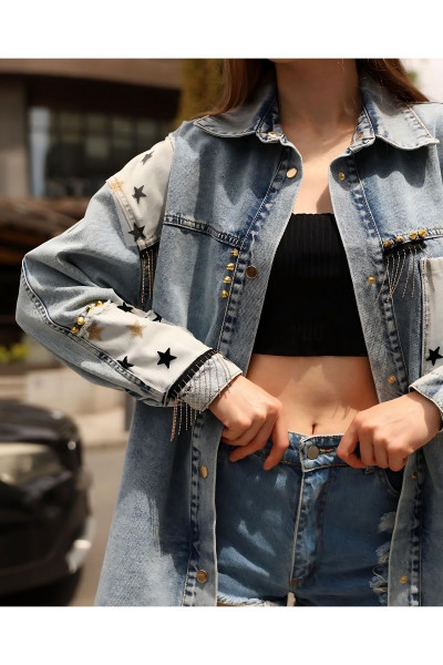 Soulful Mavi Kolej Jean Ceket Soulful Mavi Kolej Jean Ceket