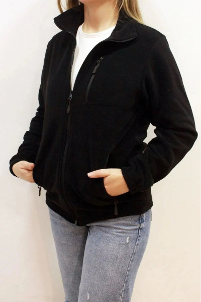 Unisex Siyah Polar Kolej Ceket Unisex Siyah Polar Kolej Ceket