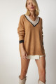 V Yaka Oversize Triko Kazak BİSKÜVİ LBV0048 V Yaka Oversize Triko Kazak BİSKÜVİ LBV0048