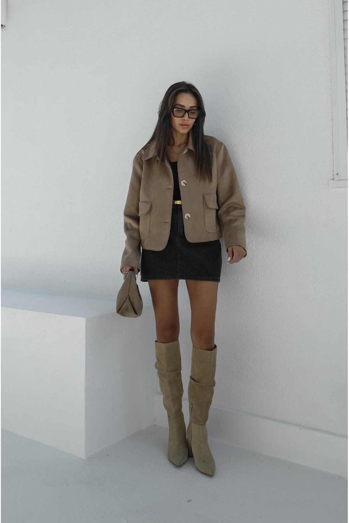 Vizon Kapak Cepli Süet Ceket Vizon Kapak Cepli Süet Ceket