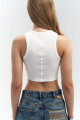 Mai Collection Fleur Fitilli Halter Yaka Beyaz Crop